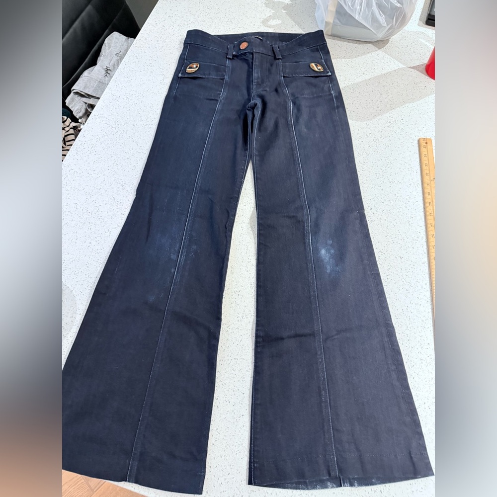 7 For All Mankind Dojo Embellished Edition Monte Carlo Wide Leg Jeans Size 27
